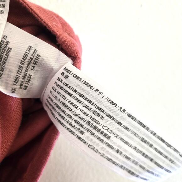 Abercrombie & Fitch S Linen Blend Tie-Front Cropped Vest Top Terracotta Pink - Picture 7 of 7